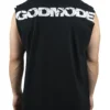Back view of a model wearing the black RHSM Godmode Tank Top, showing the "GODMODE" graphic.
