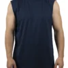 Front view of a model wearing the blue RHSM Godmode Tank Top, highlighting its athletic cut-off style.