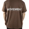 Back view of a model wearing the brown RHSM Movement Tee, highlighting the designer-inspired back graphic.