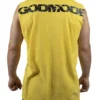 Back view of a model wearing the yellow RHSM Godmode Tank Top, showing the "GODMODE" graphic.