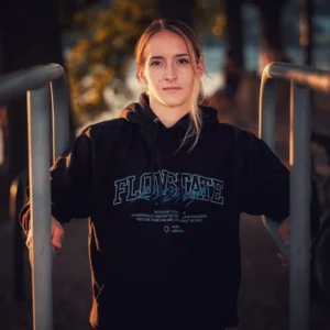 RHSM - Flowstate Calisthenics and Street Workout Hoodie in Black worn by Adrienn Vachter