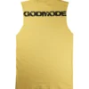 The back of the yellow RHSM Godmode Tank Top laid flat, showcasing the "GODMODE" graphic.
