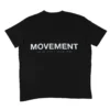 The back of the black RHSM Movement oversized tee laid flat, showcasing the minimalist back print graphic.