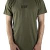Front view of a model wearing the khaki RHSM Long Fit Tee V2, highlighting its relaxed long fit.