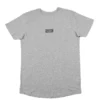The gray RHSM Long Fit Tee V2 laid flat, showing its clean front design and dropped hem.