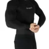 Front view of a model wearing the black RHSM Compression Shirt, showing its supportive fit.