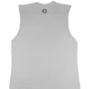 The back of the white RHSM Flowstate Calisthenics Tank Top laid flat, showcasing the cut-off arm design.