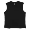 The back of the black RHSM Flowstate Calisthenics Tank Top laid flat, showcasing the cut-off design for freedom of movement.