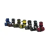 All colorways of the RHSM Calisthenics Wrist Wraps V2 rolled up together, including black, blue, red, yellow, and khaki.