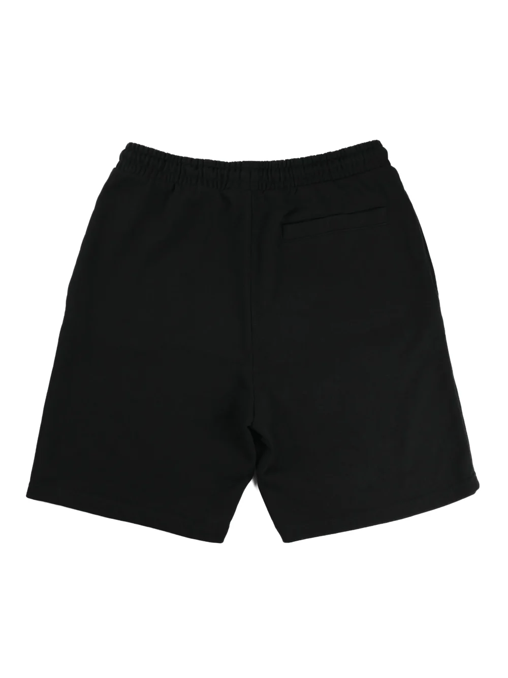 Back view of the black RHSM First Edition shorts laid flat.
