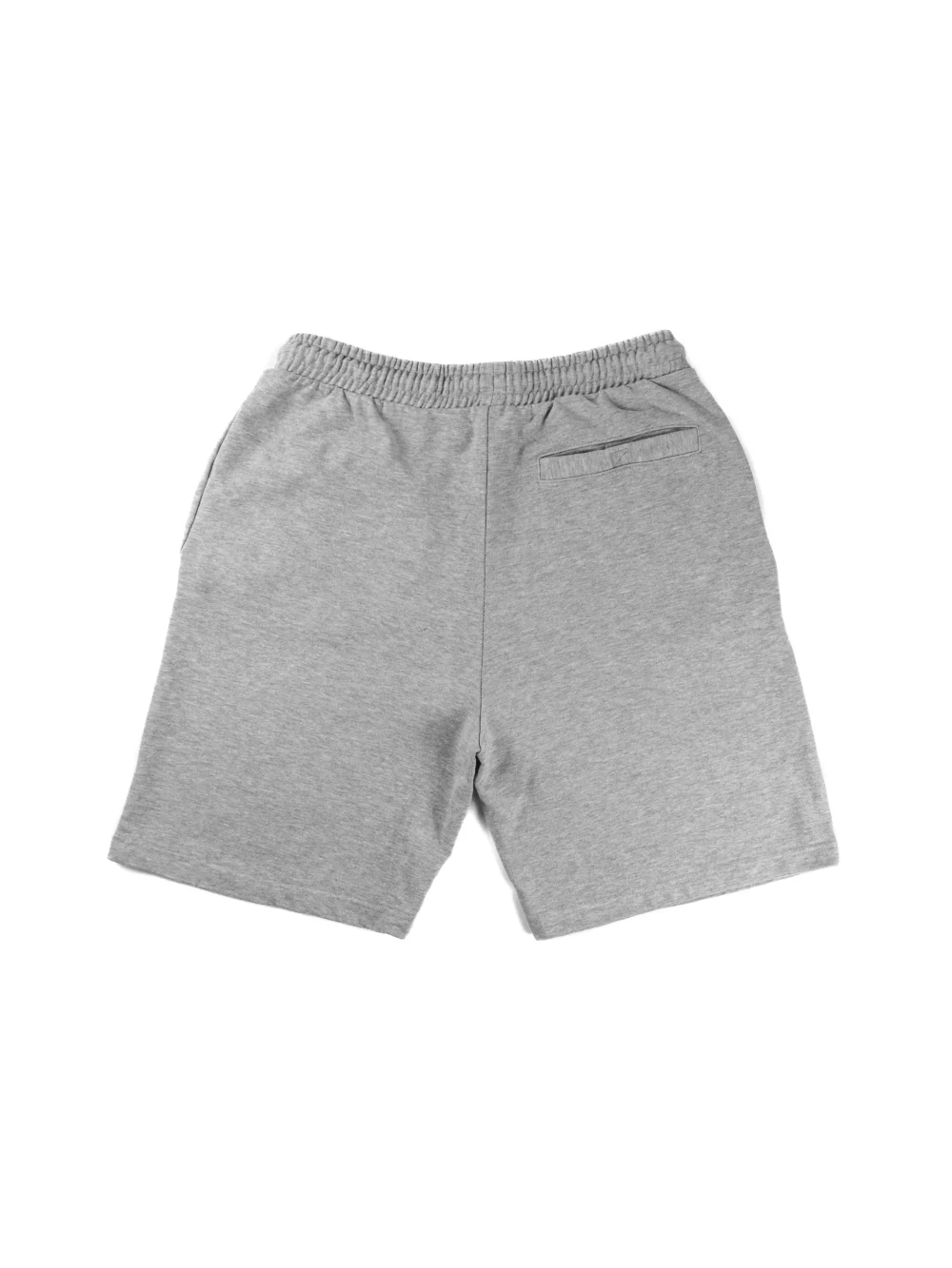 Back view of the gray RHSM First Edition shorts laid flat.