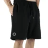 Male model wearing the black RHSM First Edition shorts, showing the relaxed normal fit from the front.