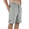 Male model wearing the gray RHSM First Edition shorts, showing the relaxed normal fit from the front.