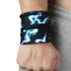An athlete's wrist securely wrapped with the RHSM Godmode Wrist Wraps V2, providing support for lifting.
