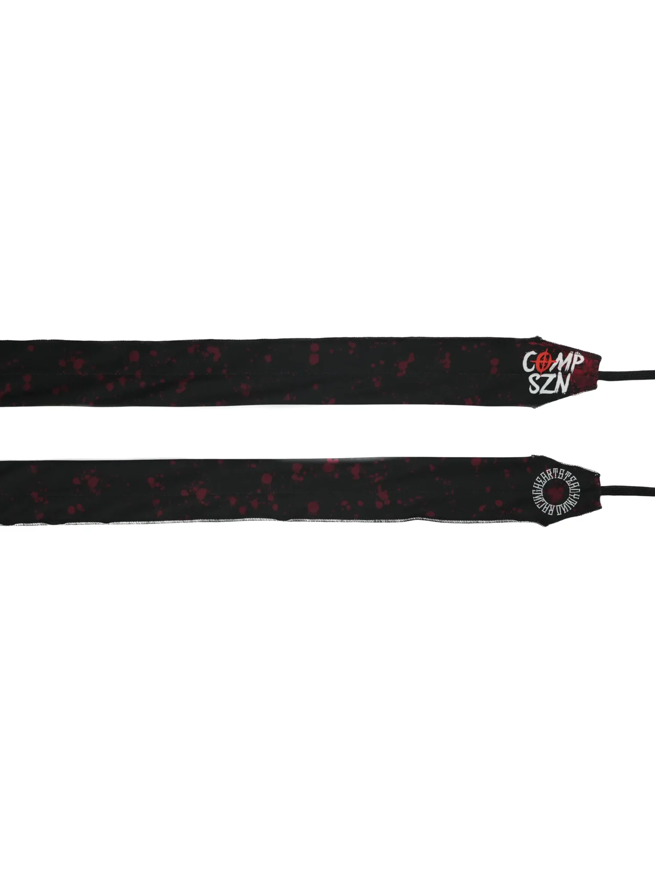 The RHSM "Comp Szn" Wrist Wraps V2 laid out flat to show the full length and competition design.