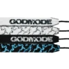 A close-up of the RHSM Godmode Wrist Wraps collection laid flat, showing the white with black lightning and the black with blue lightning designs.