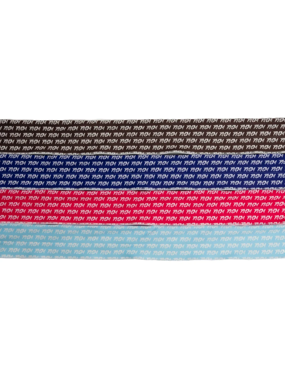 The back design of all four colorways of the RHSM V2 White Edition Wrist Wraps laid flat.