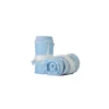 A pair of the baby blue RHSM Calisthenics Wrist Wraps V2 rolled up and ready for training.