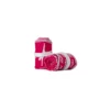 A pair of the pink RHSM Calisthenics Wrist Wraps V2 rolled up and ready for training.