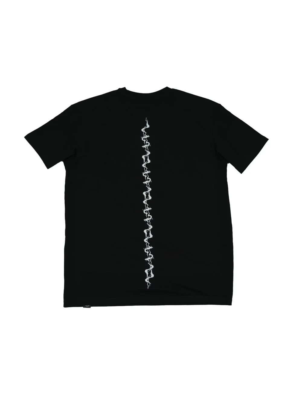 The black "GODMODE" oversized tee, laid flat (back view), showcasing the bold lightning back graphic; premium calisthenics apparel from RHSM.