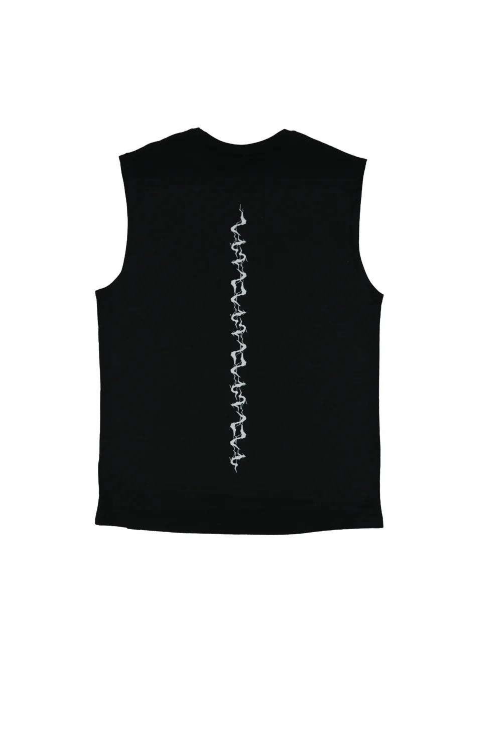 The black "GODMODE V2" tank, laid flat (back view), highlighting the new lightning graphic; premium calisthenics apparel from RHSM.