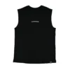 The RHSM "GODMODE V2" Oversized Tank in black, laid flat (front view), showing the subtle front script and new sewn-in label on this upgraded fitness apparel.