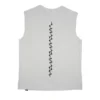 The white "GODMODE V2" tank, laid flat (back view), detailing the bold lightning graphic on this piece of calisthenics apparel.