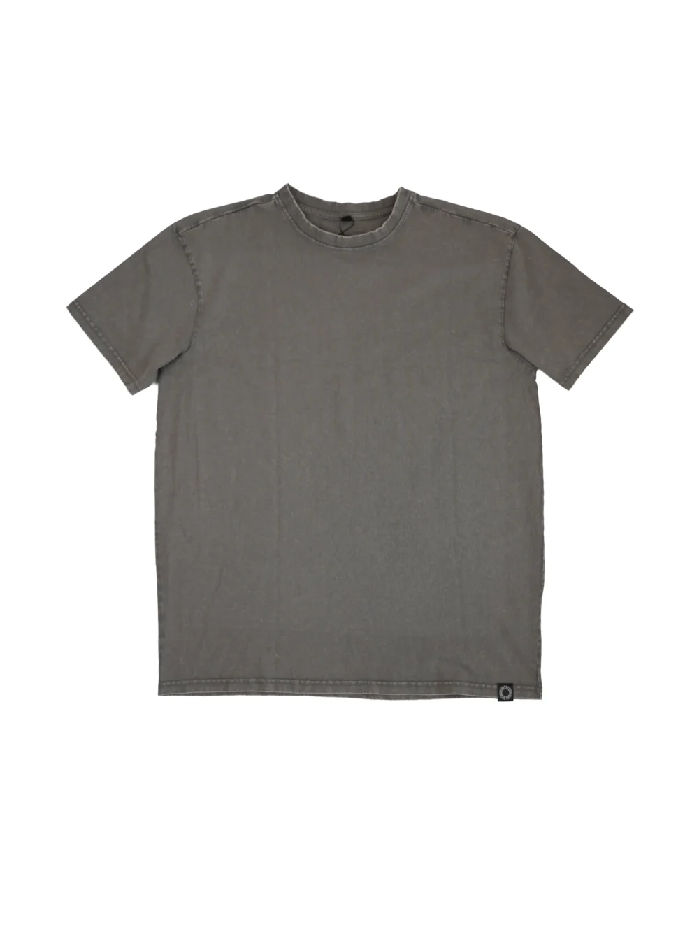 The RHSM "Live By The Bar Die By The Bar" Acid Wash Tee in ash, laid flat (front view), showing the clean front, sewn-in hem label, and unique vintage look of this fitness apparel.