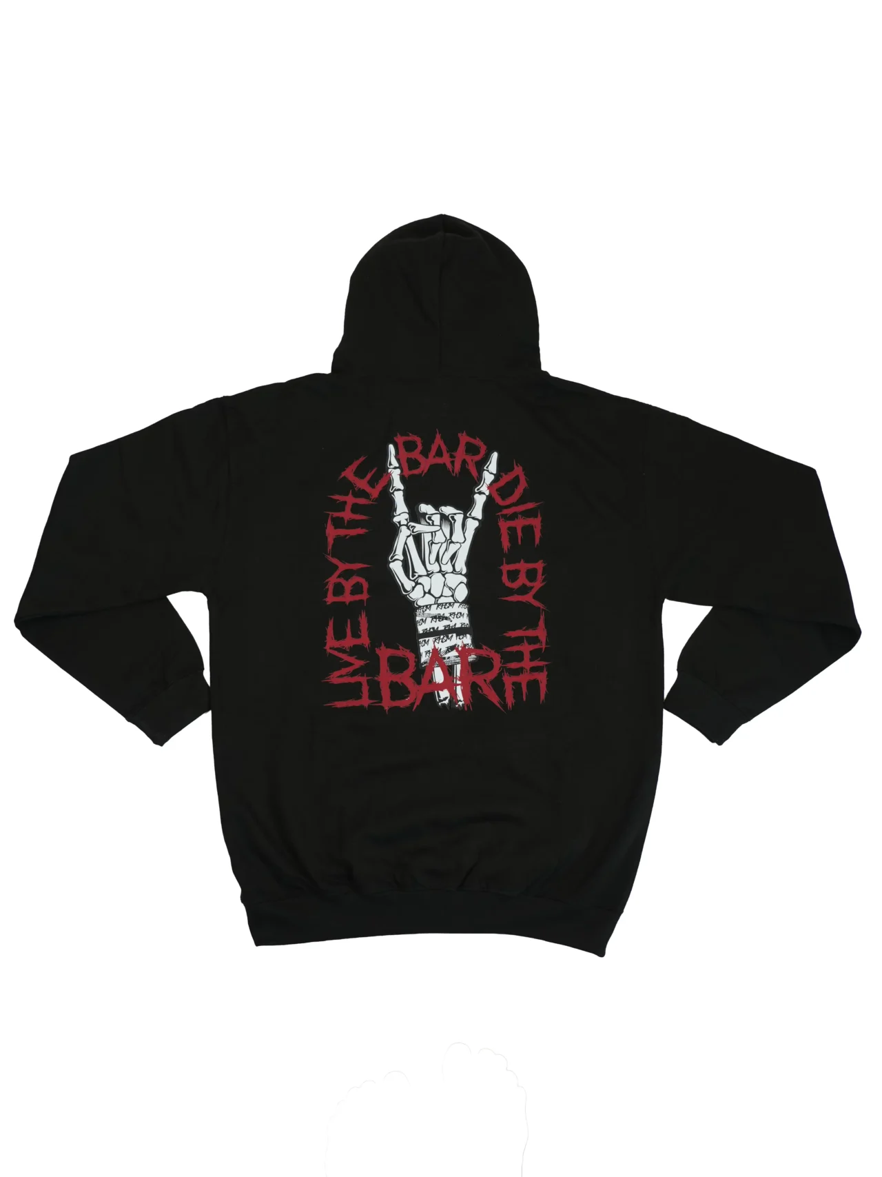 The black "LBTBDBTB" hoodie, laid flat (back view), showcasing the massive statement graphic; essential calisthenics apparel from RHSM.