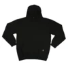 The RHSM "Live By The Bar Die By The Bar" Hoodie in black, laid flat (front view), showing the minimalist design and sewn-in pocket label of this athletic fit fitness apparel.