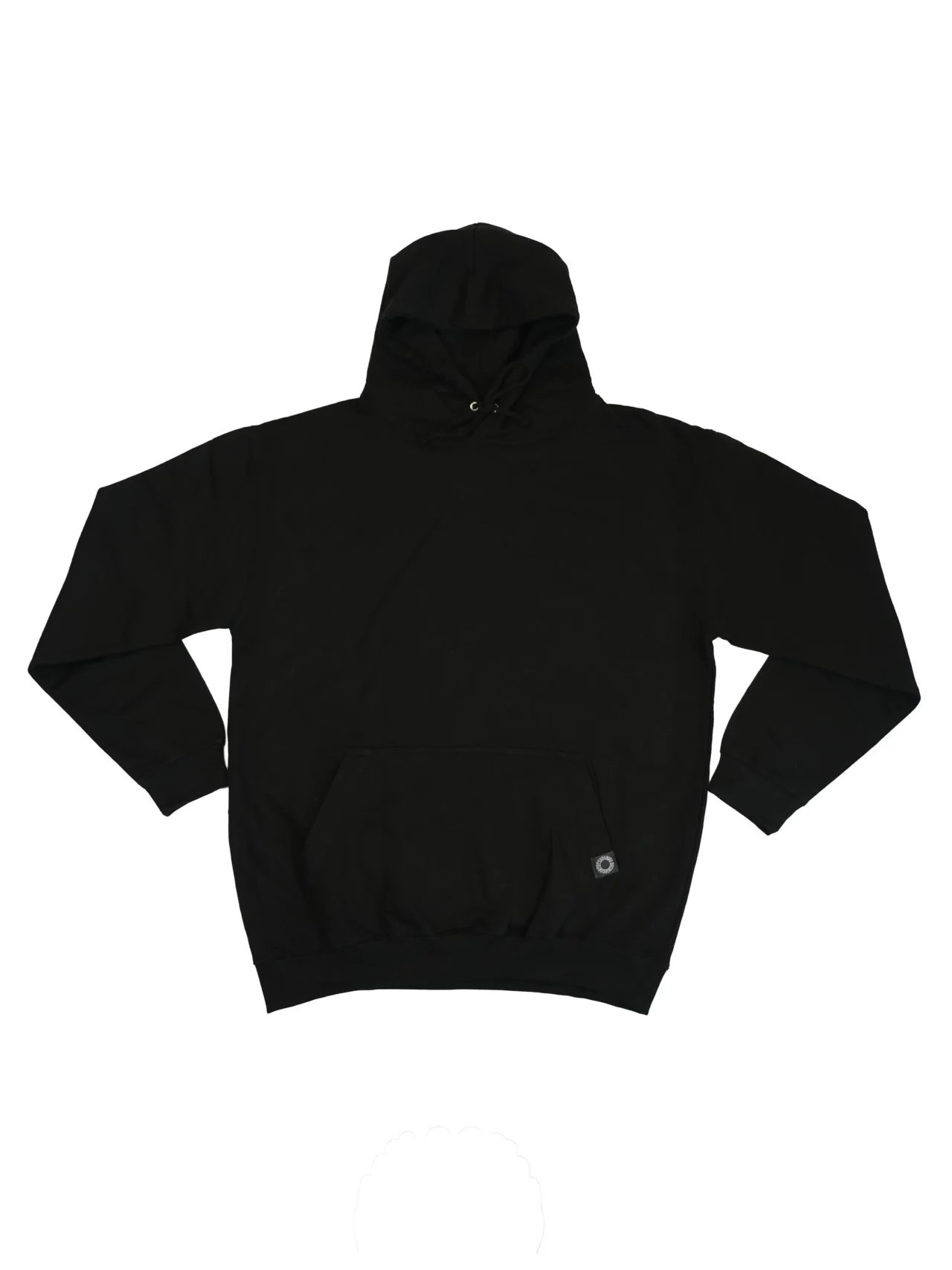 The RHSM "Live By The Bar Die By The Bar" Hoodie in black, laid flat (front view), showing the minimalist design and sewn-in pocket label of this athletic fit fitness apparel.