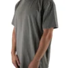 Model wearing the ash oversized acid wash tee (front view), demonstrating the loose fit and dropped shoulders of this workout gear.