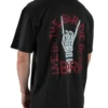 Model wearing the charcoal "Live By The Bar Die By The Bar" tee (back view), showcasing the impactful design and vintage look from the calisthenics clothing brand RHSM.