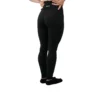 Model wearing the black "[RHXSM]" leggings (back view), showcasing the flattering scrunch detail and subtle embroidered logo from the calisthenics clothing brand RHSM.