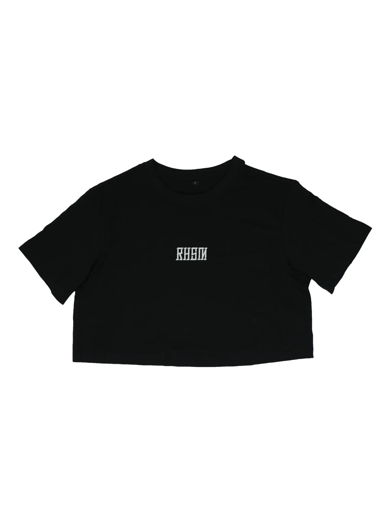 RHSM 1st Edition Women's Oversized Tee in black laid flat, showing the premium cotton of the calisthenics apparel.