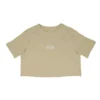 RHSM 1st Edition Women's Oversized Tee in sand laid flat, highlighting the quality construction of the 100% cotton fitness apparel.