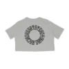 Back view of the white RHSM 1st Edition tee laid flat, showcasing the "Racing Heart Steady Mind" graphic on the RHSM workout gear.