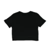 Flat lay of the plain back of the black Classic Fit Crop Top, showcasing the triblend fabric.