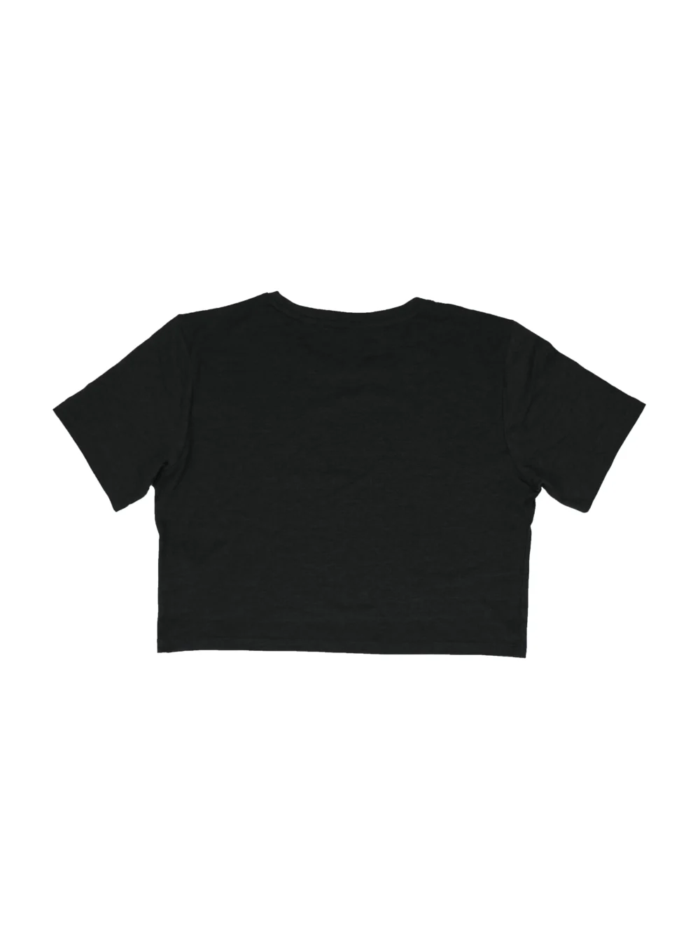 Flat lay of the plain back of the gray Classic Fit Crop Top, showcasing the premium cotton , polyester and viskose triblend fabric.
