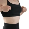 Close-up detail shot of the interior support structure and removable padding of the black RHSM Minimalist Sports Bra.