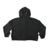 RHSM Minimalist Full-Zip Hoodie in black laid flat (back view), highlighting the oversized cut of the workout gear.
