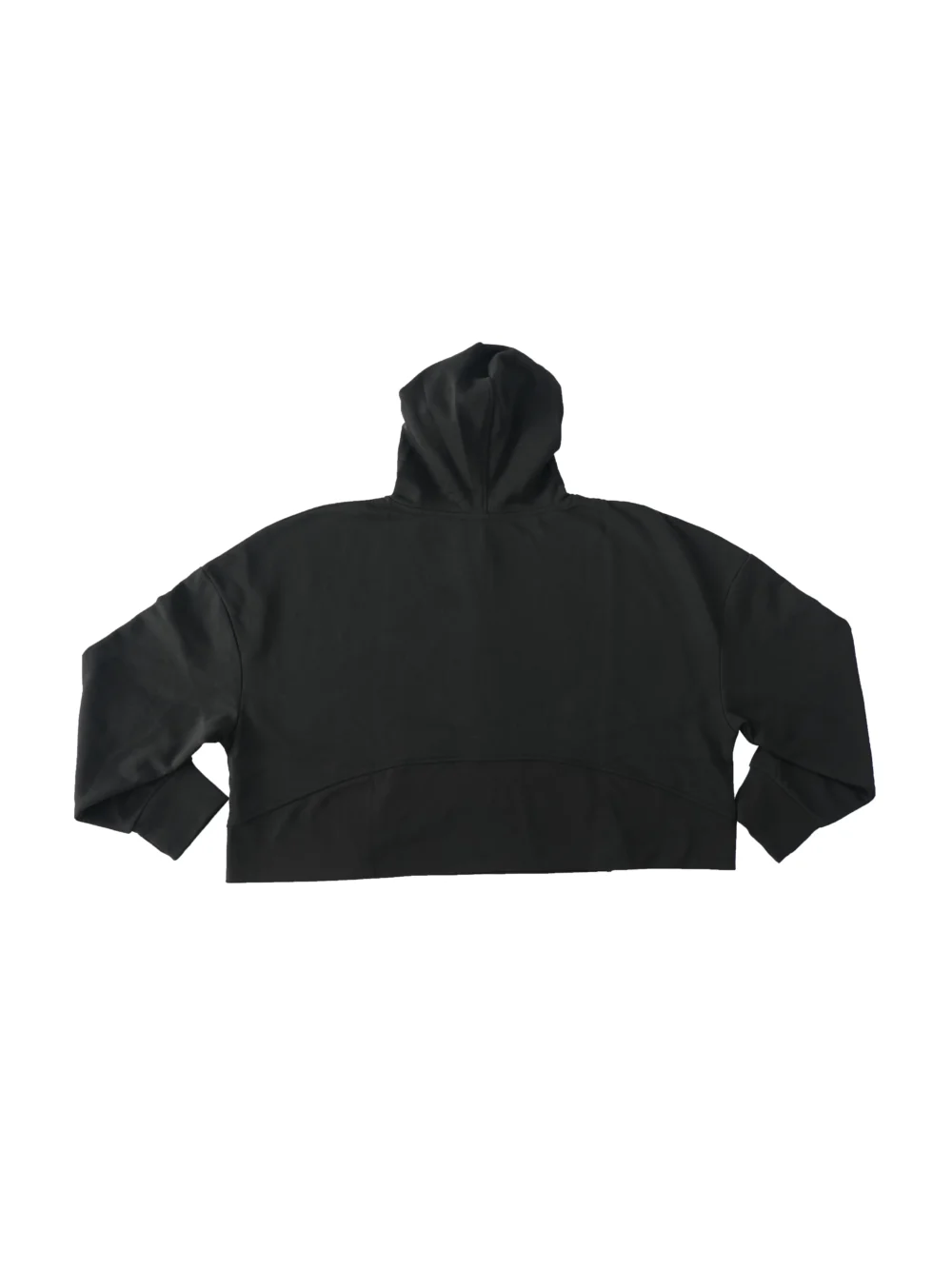 RHSM Minimalist Half-Zip Hoodie in black laid flat (back view), highlighting the oversized cut of the workout gear.