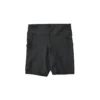 RHSM Minimalist Shorts in black laid flat, front view, showing the premium calisthenics apparel fabric.