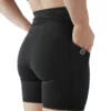 Model using the deep side pocket on the black shorts, essential workout gear from the RHSM calisthenics clothing brand.