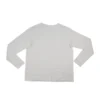 The white "[RHXSM]" long sleeve, laid flat (back view), detailing the clean design on this piece of high-performance calisthenics apparel.