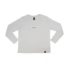 The women's RHSM "[RHXSM]" Long Sleeve Tee in white, laid flat (front view), showcasing the minimalist design of this fitness apparel.