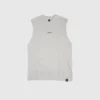 The RHSM "[RHXSM]" Oversized Tank in white, laid flat (front view), highlighting the clean front print on this 100% cotton fitness apparel.