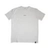 The RHSM "[RHXSM]" Oversized Tee in white, laid flat (front view), highlighting the clean front print and premium sewn-in label on this 100% cotton fitness apparel.