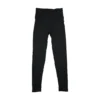 The women's RHSM "[RHXSM]" Seamless Scrunch Leggings in black, laid flat (front view), showing the seamless knit and body-contour patterns of this fitness apparel.