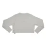The white "[RHXSM]" cropped crew, laid flat (back view), detailing the clean design on this piece of high-performance calisthenics apparel.